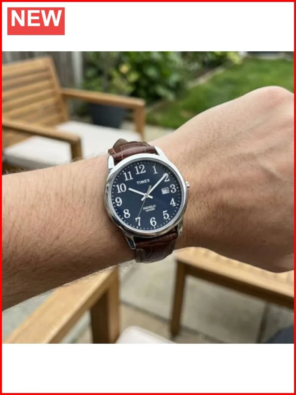 Easy Reader Watch with Genuine Leather Strap and INDIGLO Backlight